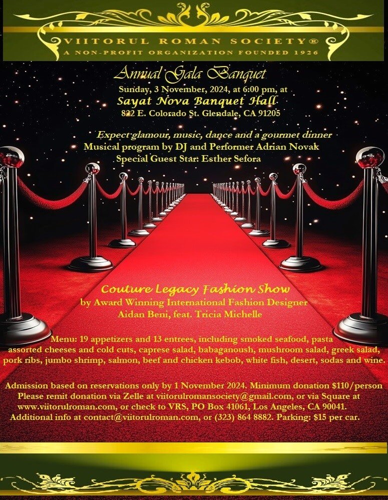 Viitorul Roman Cultural & Aid Society Banquet Flyer